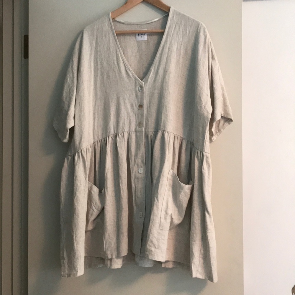 Cream linen sun dress